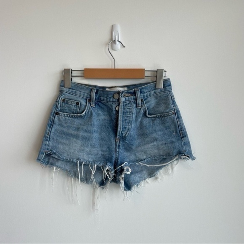 Denim ForumThe Yoko Hi-Rise Jean Short Blue Size 23